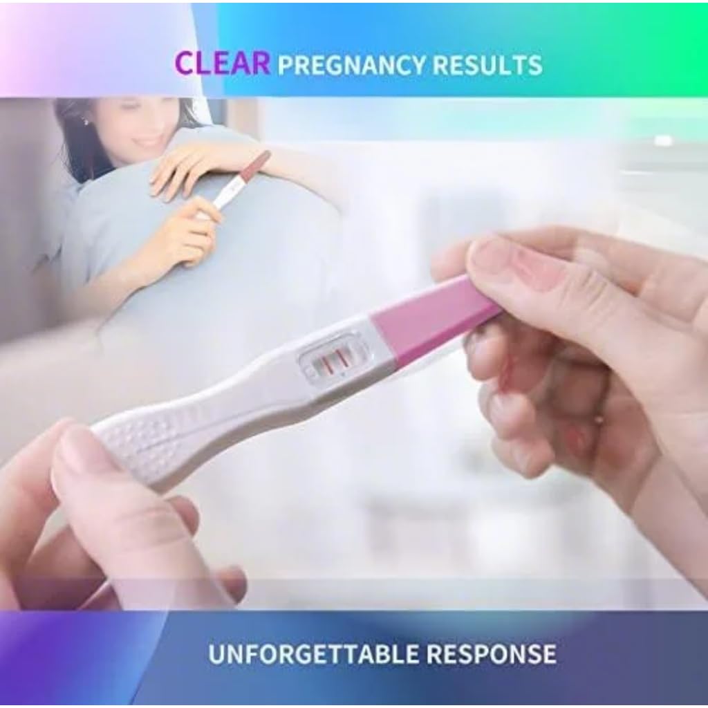 Close-up of fake pregnancy test window showing positive result