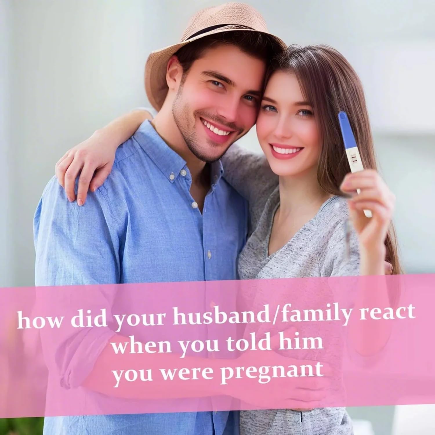 Person laughing at prank pregnancy test with friends