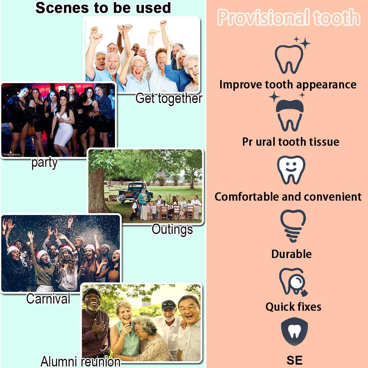 Kit in use with completed provisional teeth