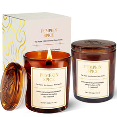 Two-pack fall candle gift set with wood wick Pumpkin Spice in gift boxes