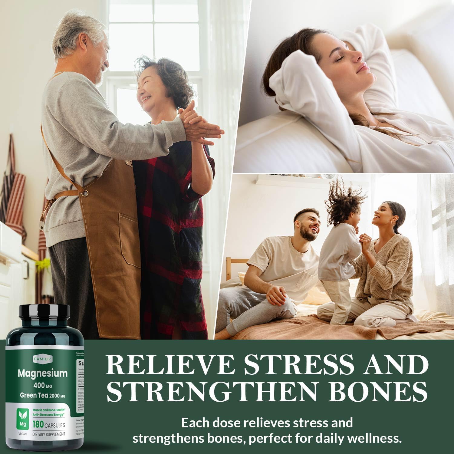 Front view of FAMILI+ Magnesium bottle