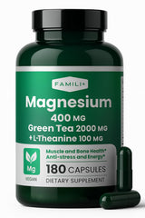 Bottle of FAMILI+ Magnesium 400mg with Green Tea Extract and L-Theanine