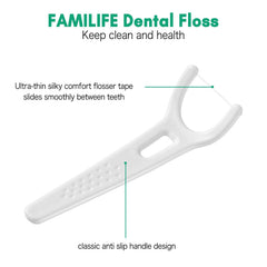 Floss picks with angled heads reaching hard-to-reach areas