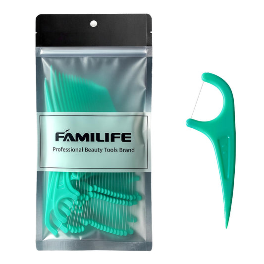 FAMILIFE mint floss picks package in resealable 75-count bag