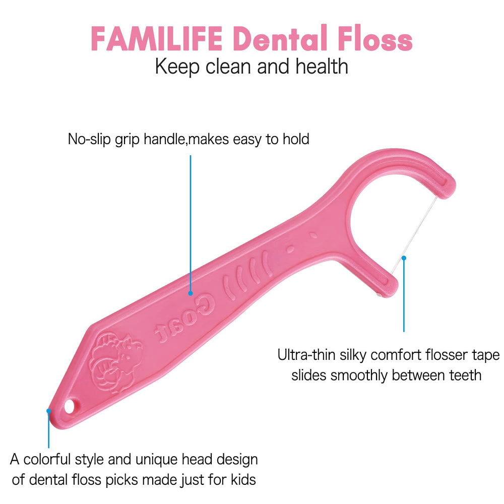 Close-up of kid-friendly flossers with durable handle