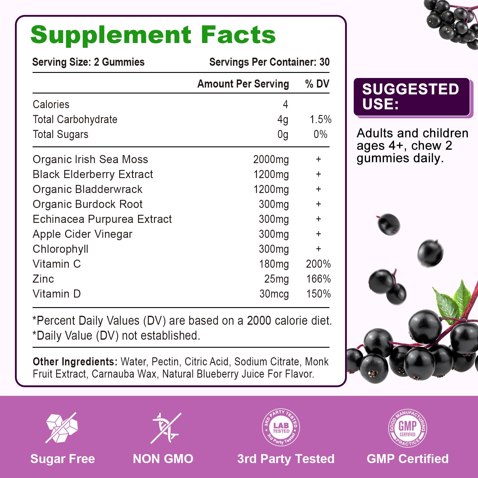 Family-friendly elderberry gummies suitable for adults and kids