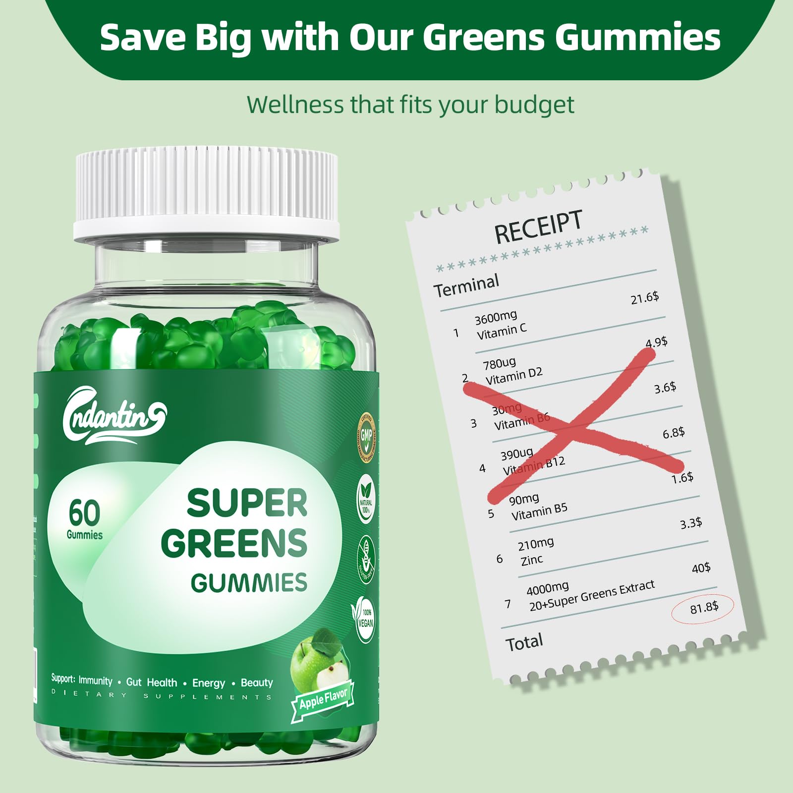 Family-friendly greens supplement with serving suggestions
