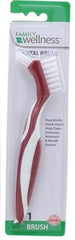 Family Wellness Denture Cleaning Brush with dual bristle heads and deep-clean pick; assorted colors