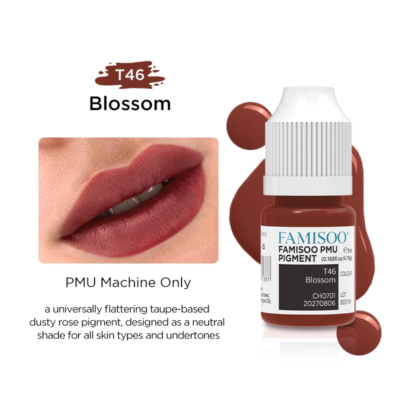 FAMISOO PMU Lip Blossom swirl demonstrates consistent pigment for even shading