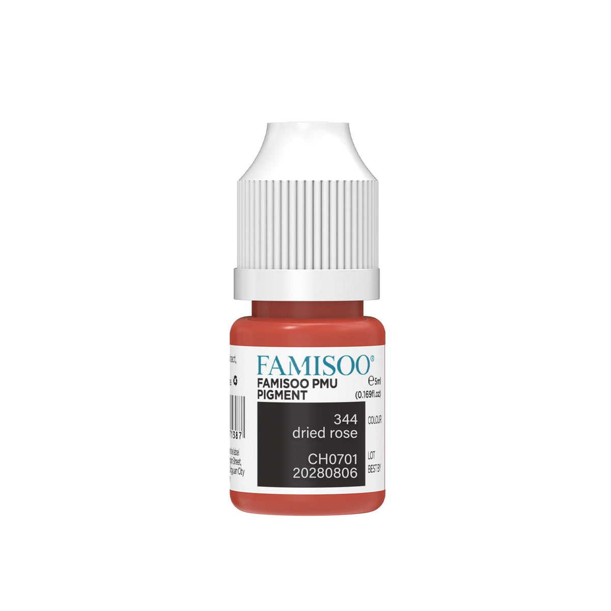 FAMISOO PMU lip pigment rose in a 5ml bottle for long-lasting lip color.