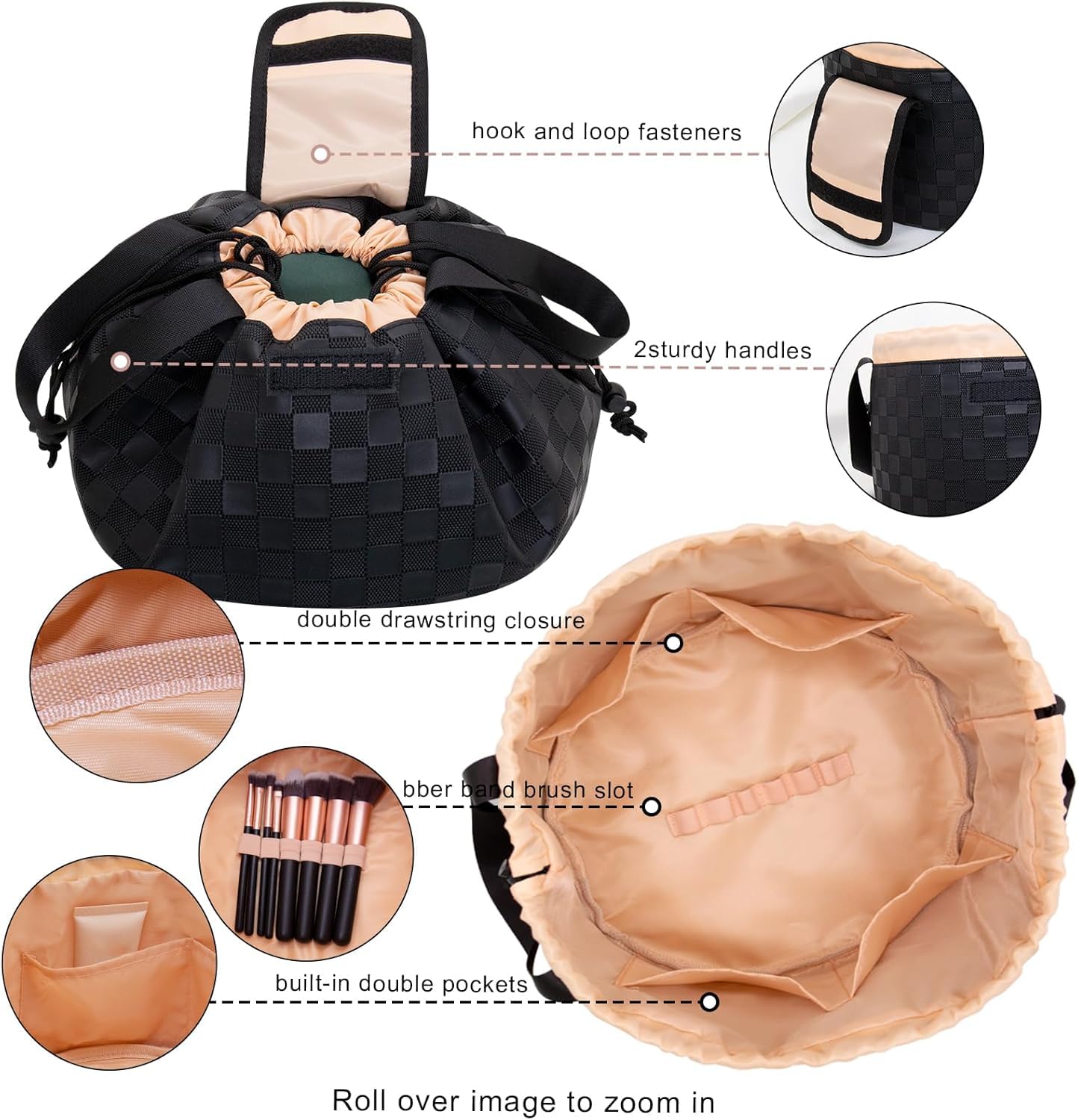 FANGENKE large-capacity bag fits palettes, brushes, and skincare