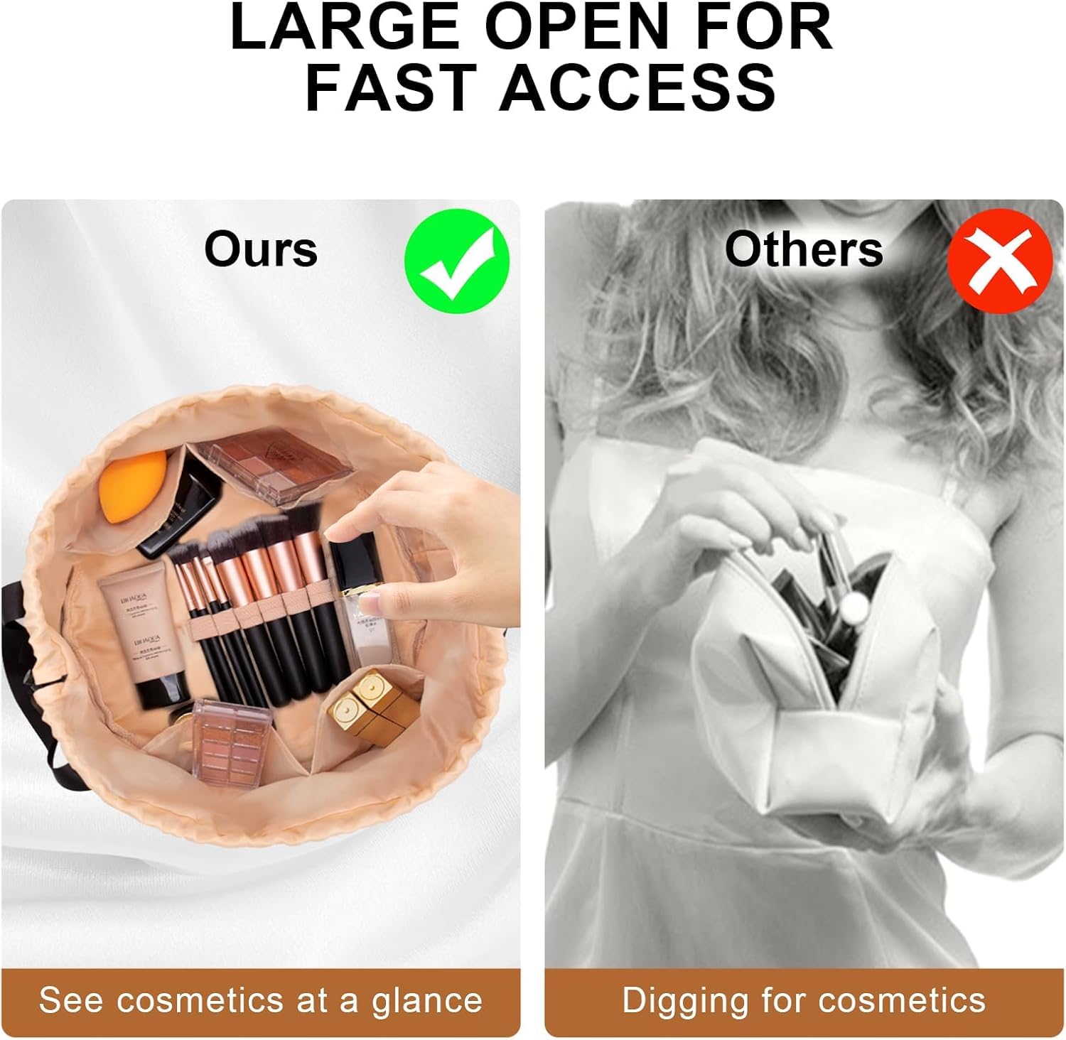 FANGENKE large-capacity bag fitting palettes and full-size toiletries.