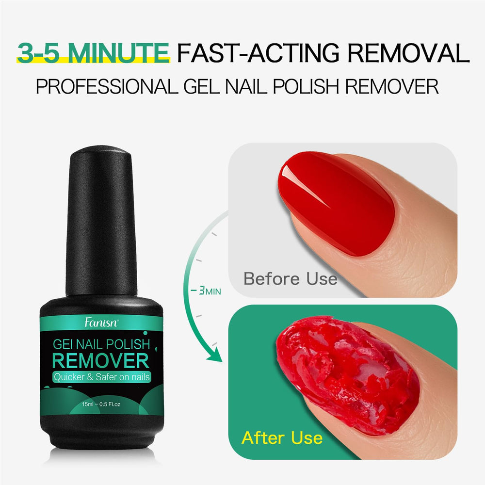 Fanisn remover bottle 15ml close-up highlighting a compact acetone-free formula