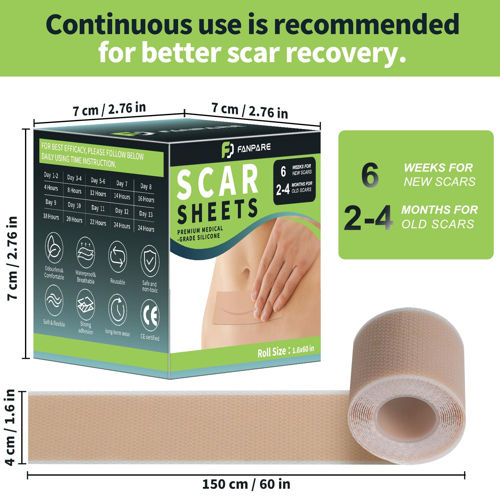 FANPARE silicone scar tape adhesion test shows gentle yet secure grip