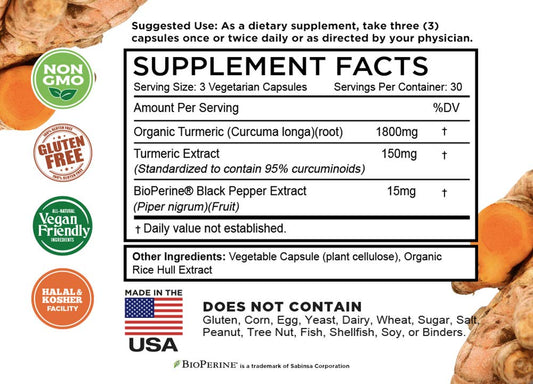 Close-up of turmeric curcumin vegan capsules in the bottle