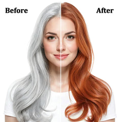 Farndu gray-hair-coverage result showing even copper brown shade