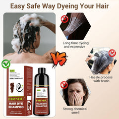 Farndu hair dye shampoo application steps demonstrating mess-free, no-tools-needed use