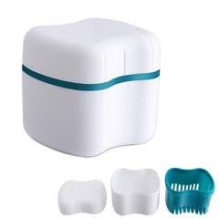 Front view of Faruijie denture bath case with basket