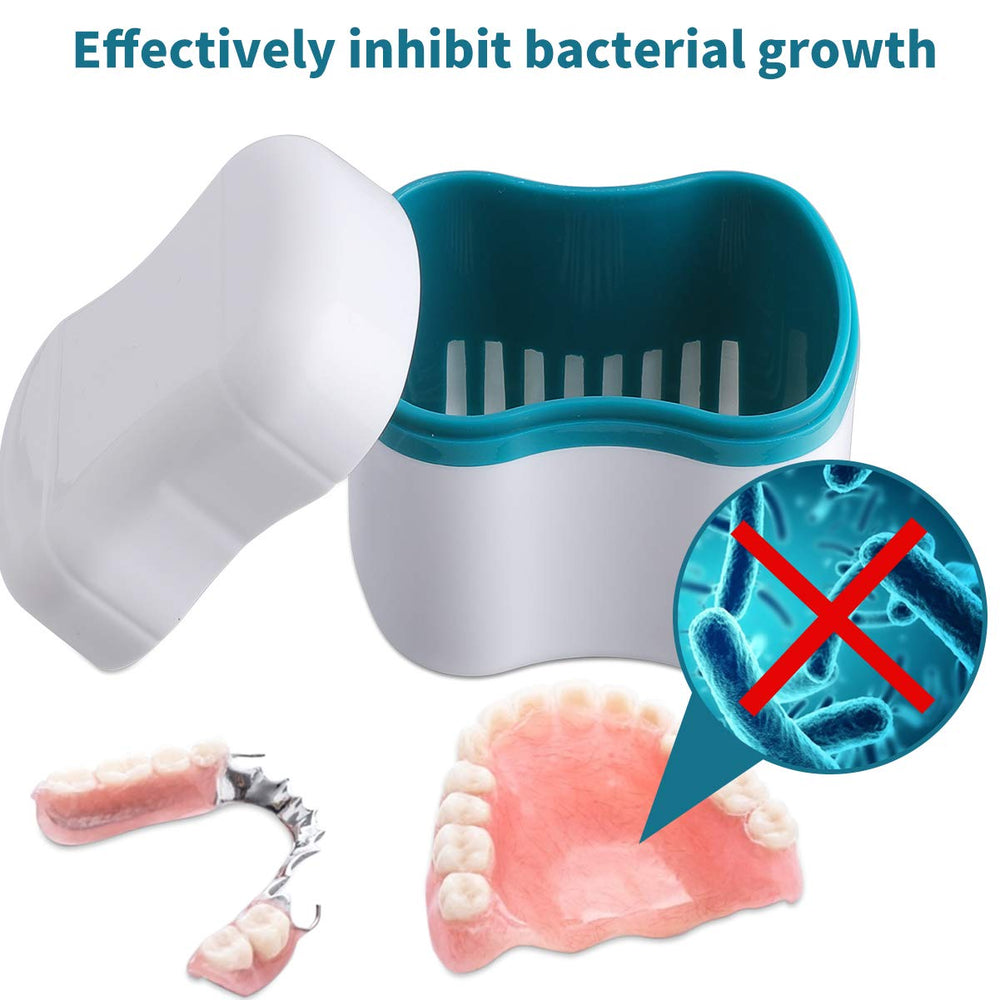 Portable compact denture cup for cleaning and soaking