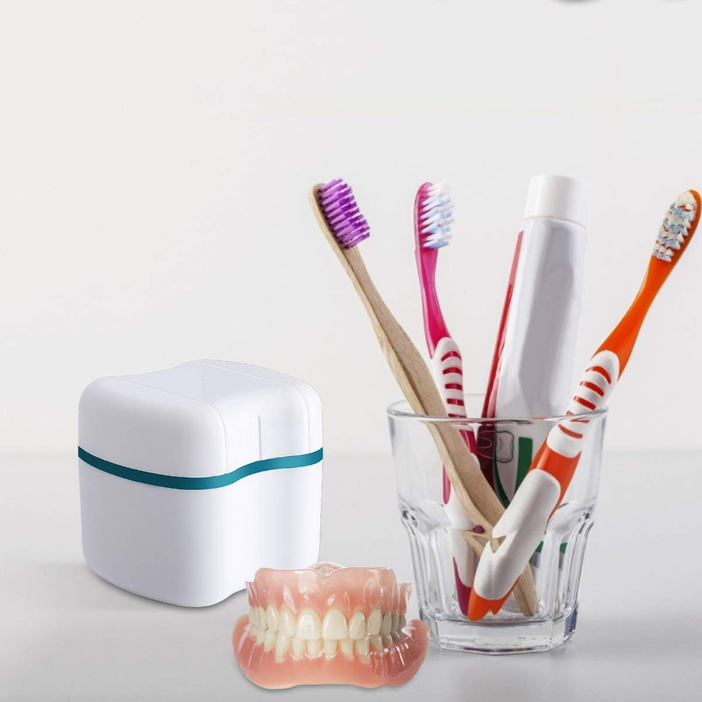 Multi-purpose denture storage container for dentures and retainers