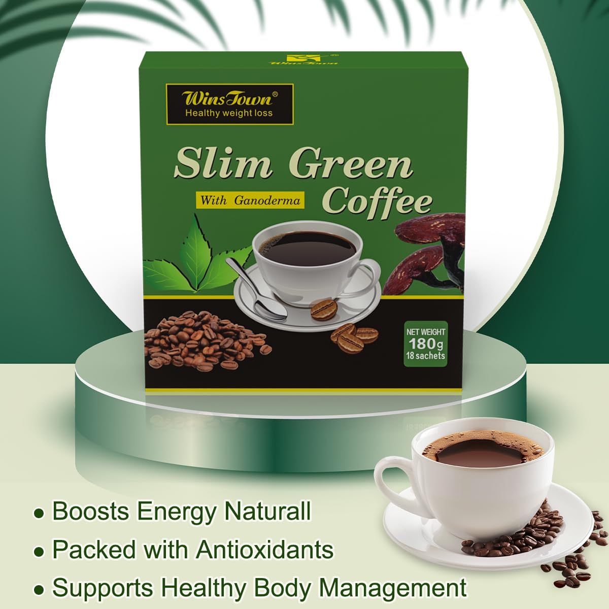 Back packaging showing 180g content and 18 sachets
