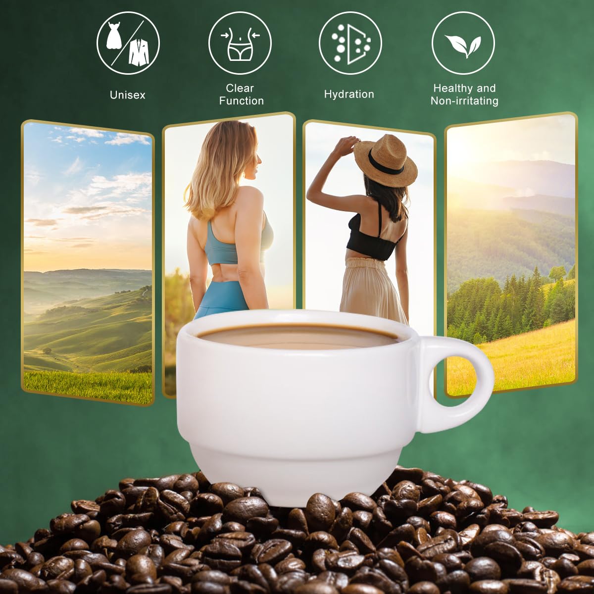 Healthy lifestyle scene with FARWIX green coffee powder