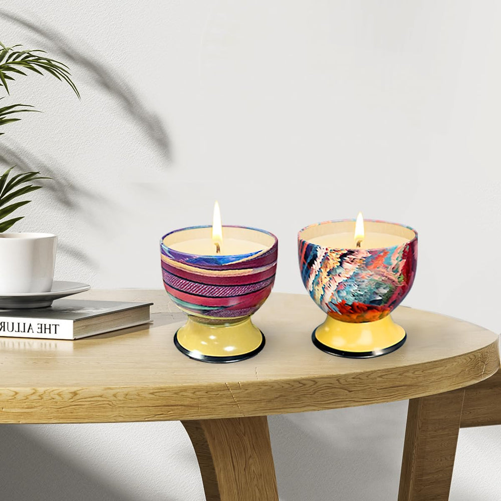 Fasize portable tin candle for travel and small spaces.