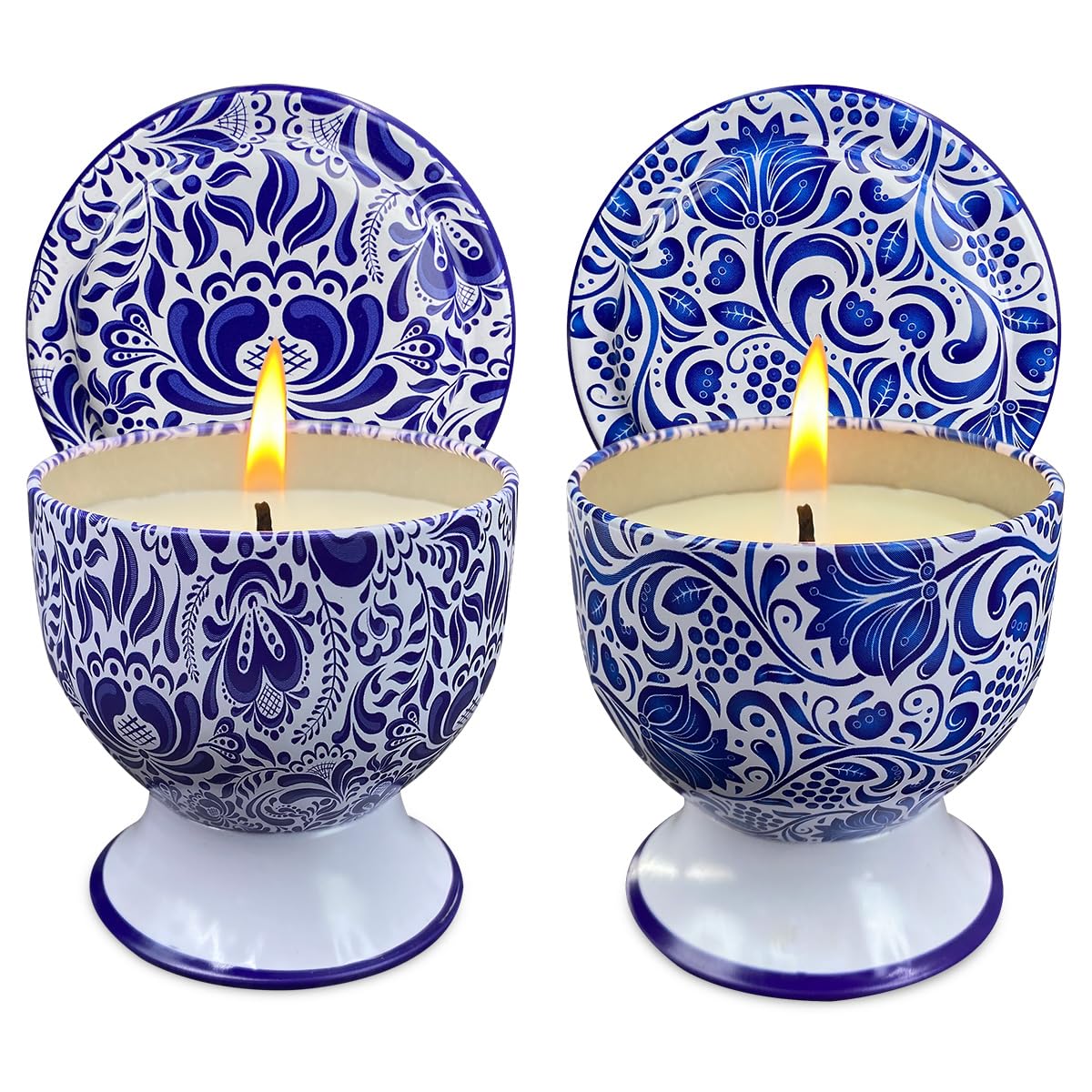 Fasize home aromatherapy candles featuring blue-white porcelain design for elegant décor.