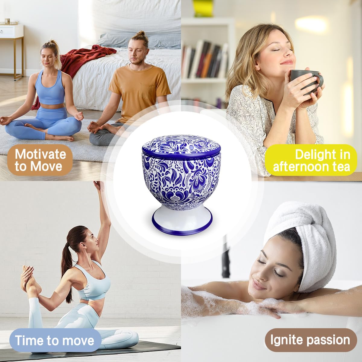 Fasize candle with lid preserves fragrance between uses.