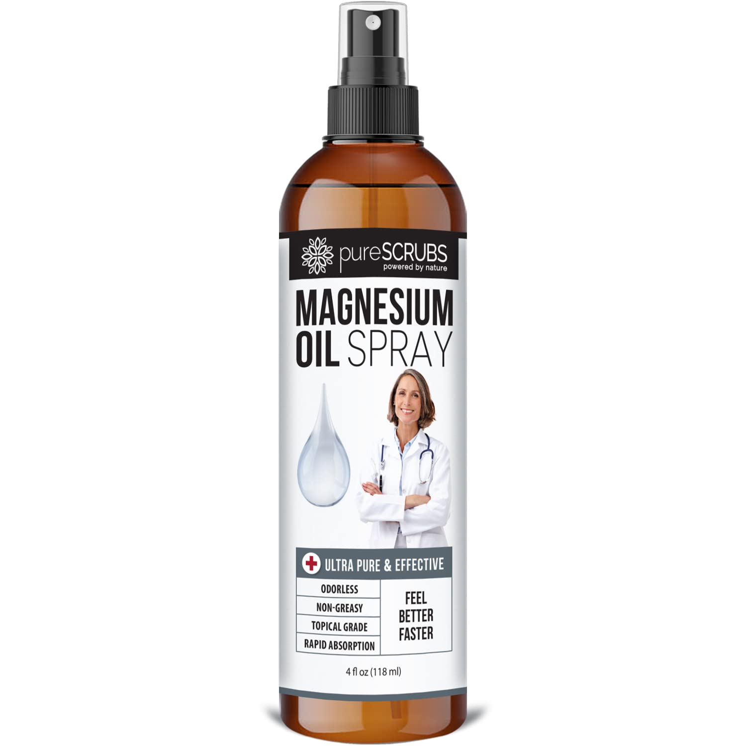 Fast acting magnesium oil spray bottle (4 oz) for easy use