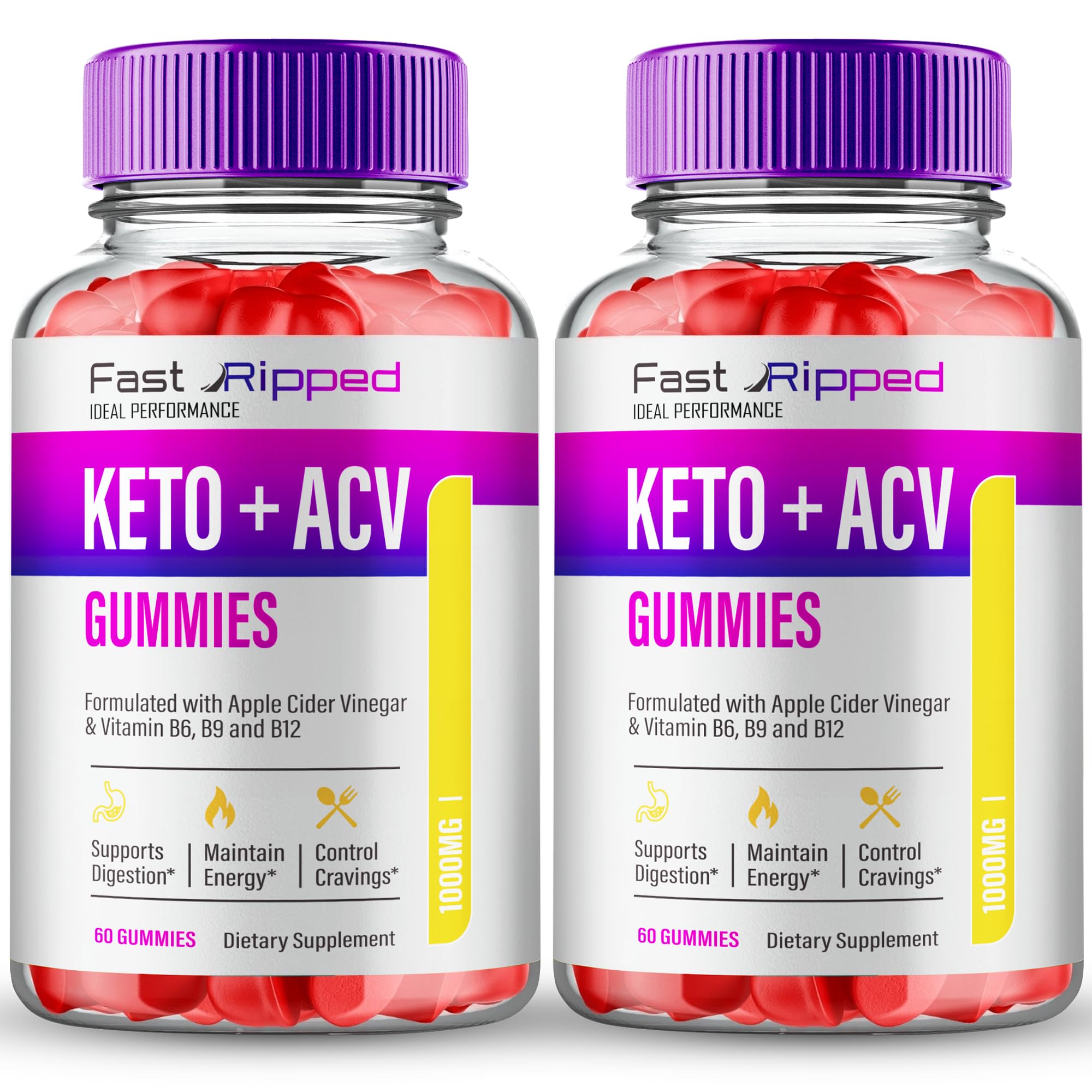 Bottle of Fast Ripped Keto ACV Gummies with front label