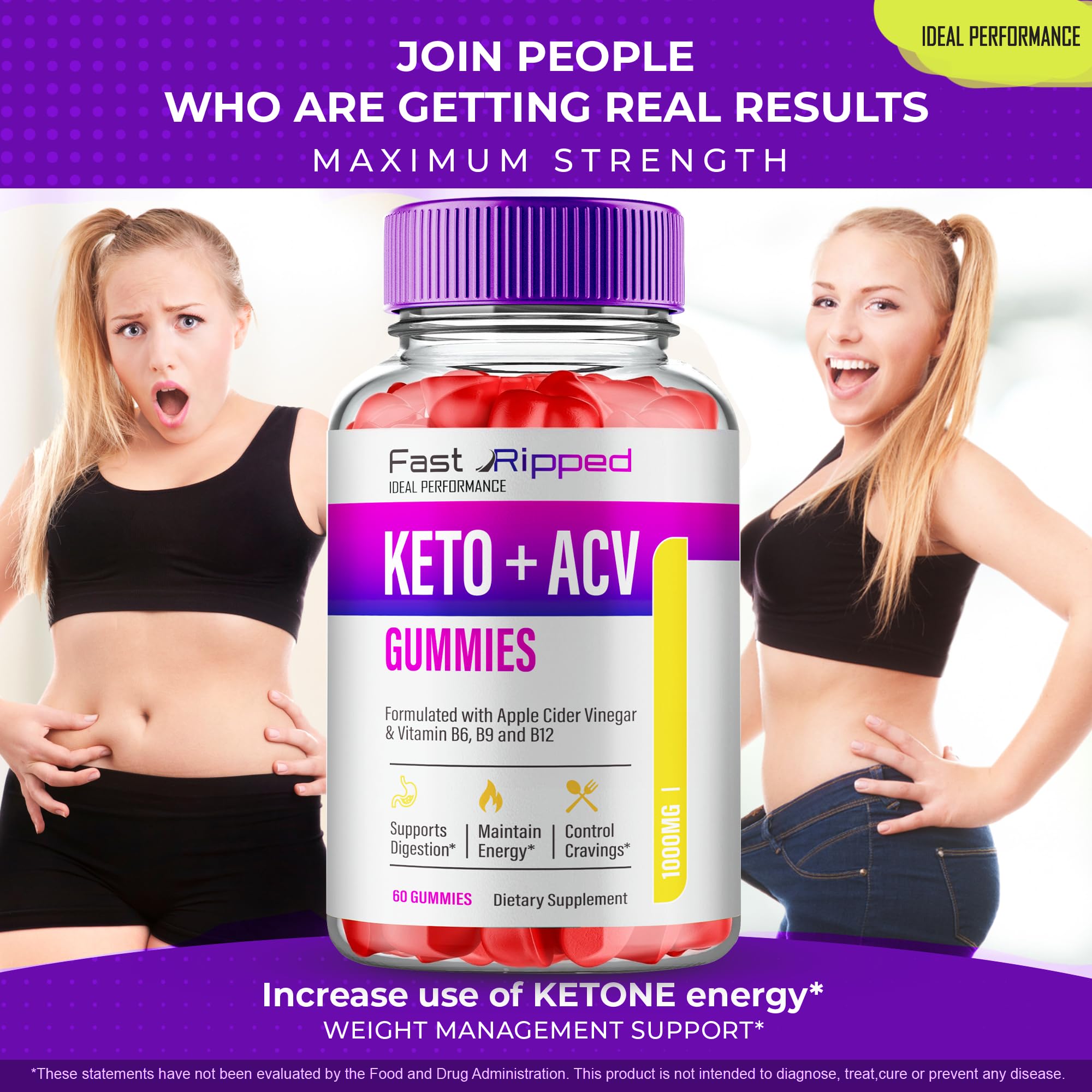 Close-up of Fast Ripped Keto ACV Gummies bottle back label