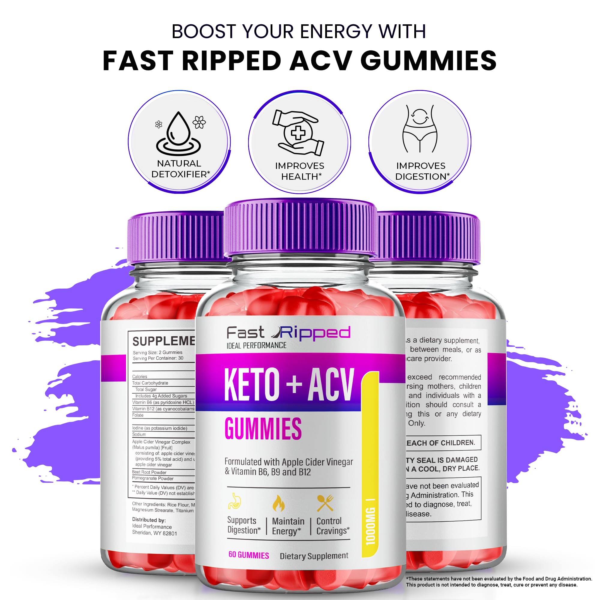 Brand packaging of Fast Ripped Keto ACV Gummies
