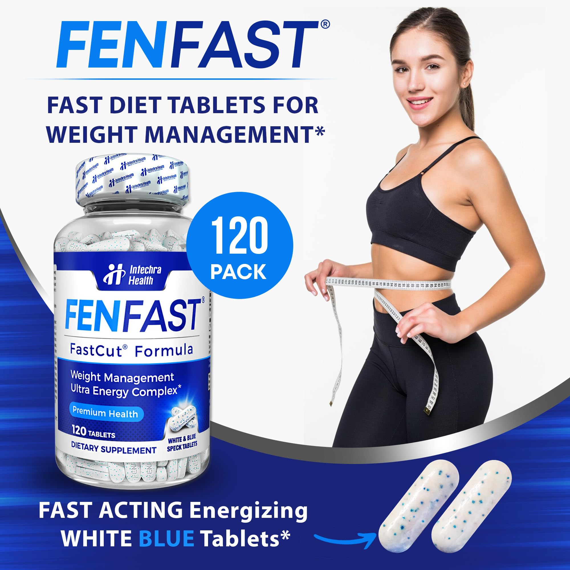 FASTCUT Diet Pills on-the-go bottle implies flexible, portable dieting aid