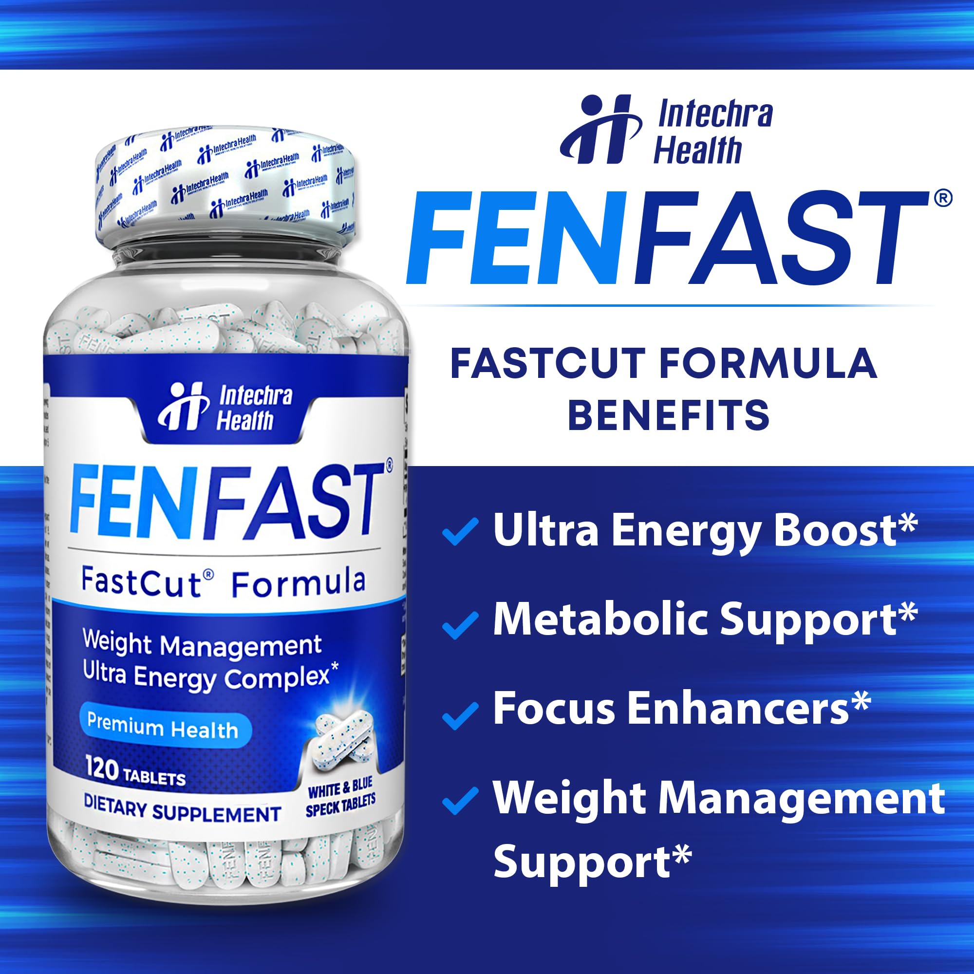FASTCUT Diet Pills packaging front shows a clean, portable bottle for on-the-go use