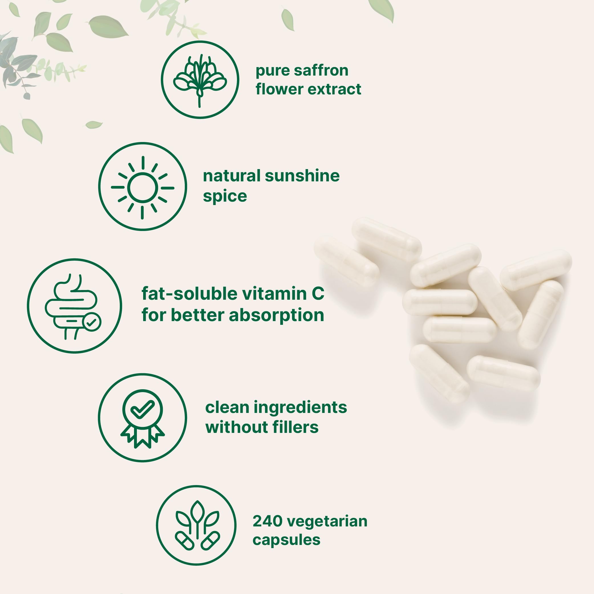 Fat-soluble vitamin C (ascorbyl palmitate) with saffron