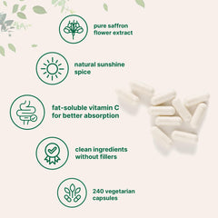 Fat-soluble vitamin C (ascorbyl palmitate) with saffron