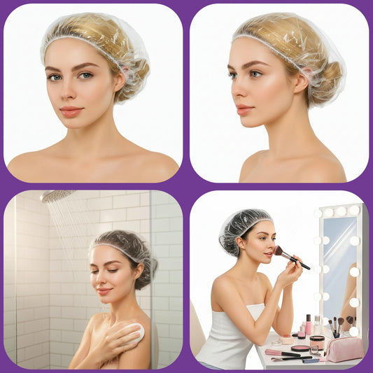 FayLongSky shower cap secure-fit elastic band keeps hair in place