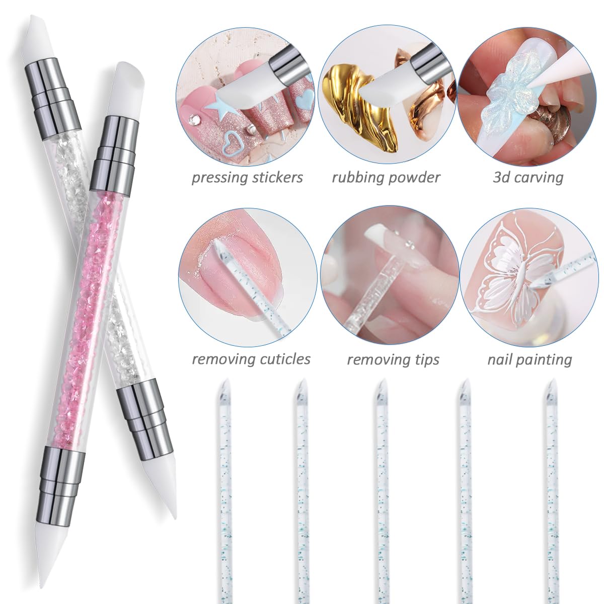 Fcozpjk mixing sticks help clean, accurate nail art application.