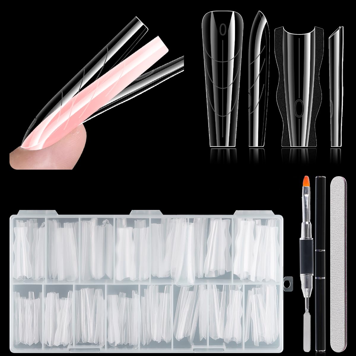 Fcozpjk sandwich dual nail forms for precise nail extensions