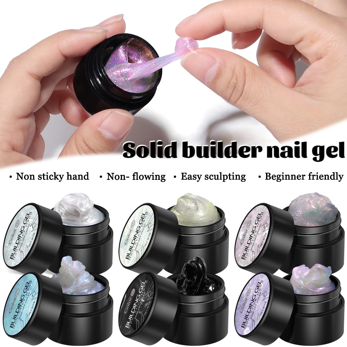 Fcozpjk iridescent shimmer gels for eye-catching nail designs.