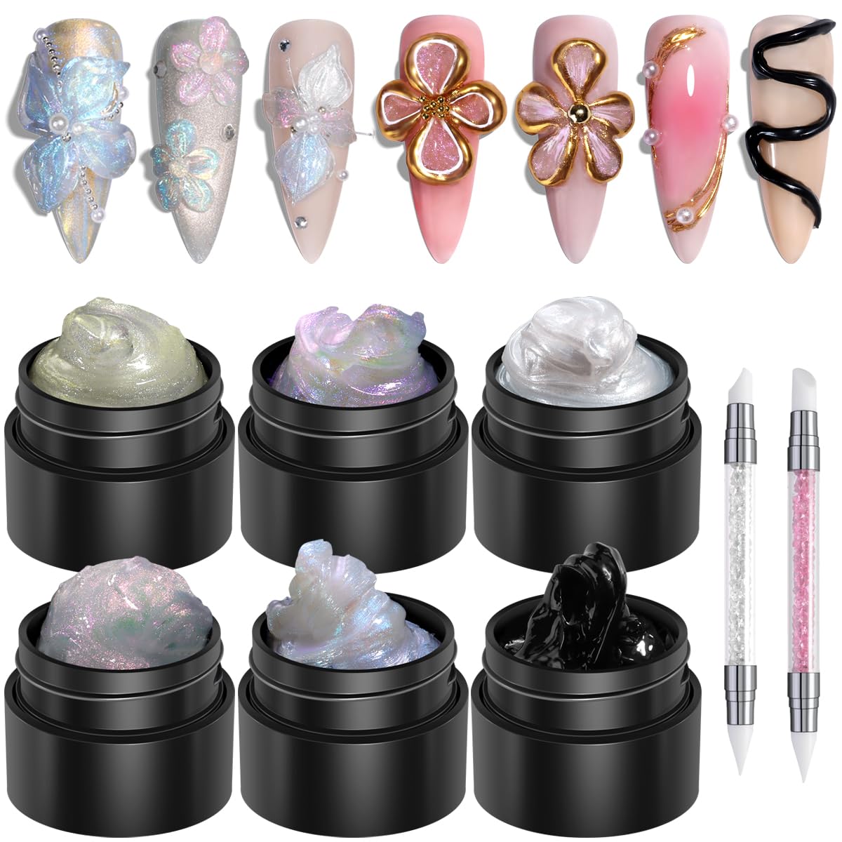 Fcozpjk solid builder gel kit with six colors for versatile nail art.