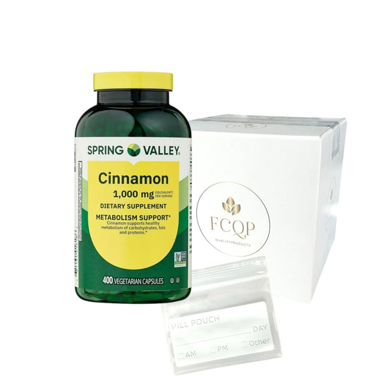 FCQP Spring Valley Cinnamon Dietary Supplement Vegetarian Capsules, 1000 mg, Metabolism Support, 400 Count