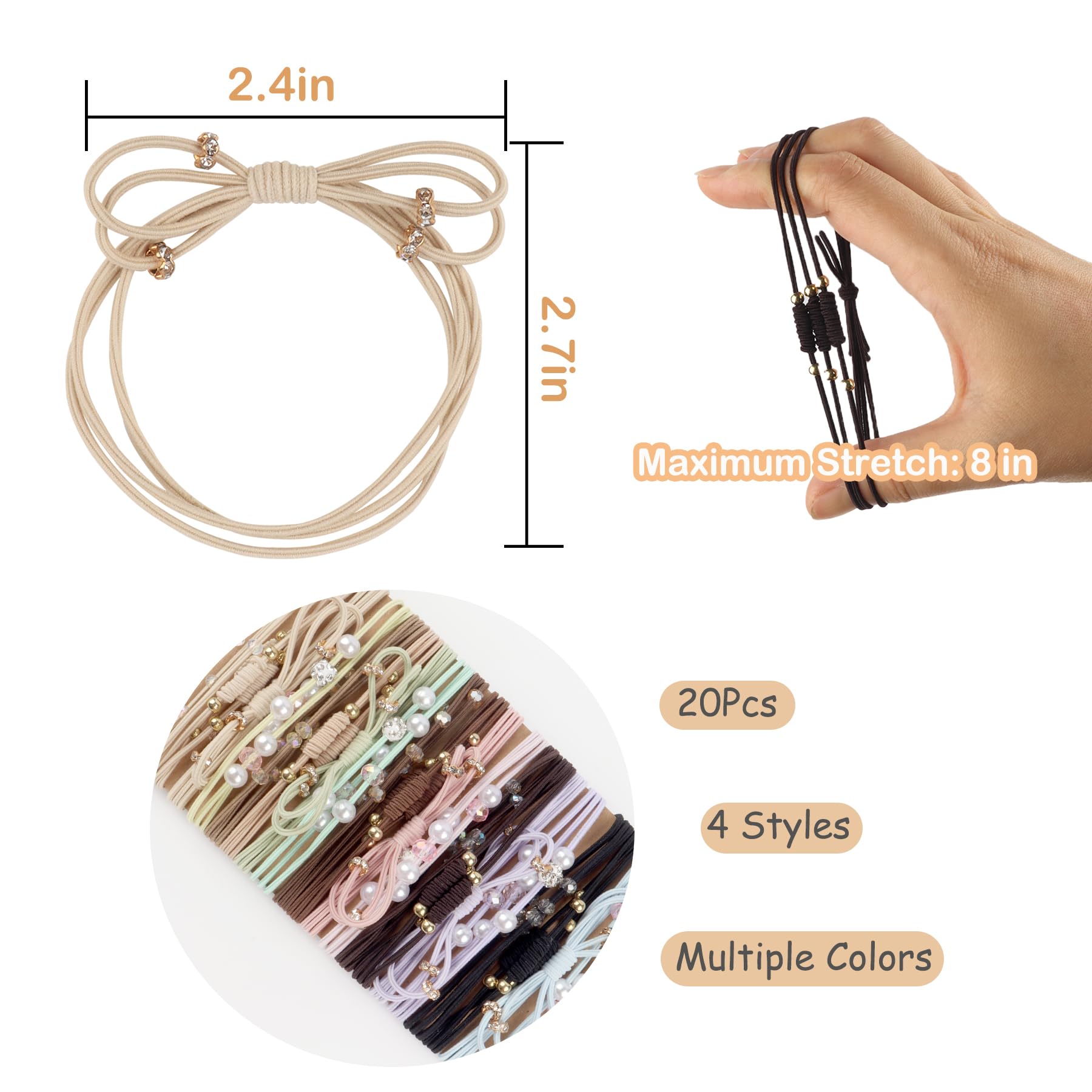 FECASIMY elastic hair ties for thick and thin hair, secure long-lasting ponytails.