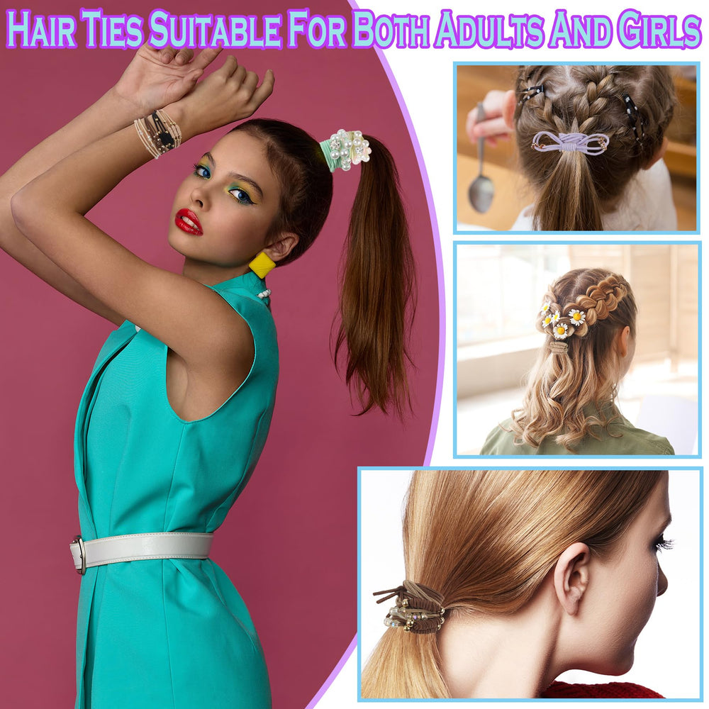 FECASIMY rhinestone hair elastics, durable hold for daily wear.