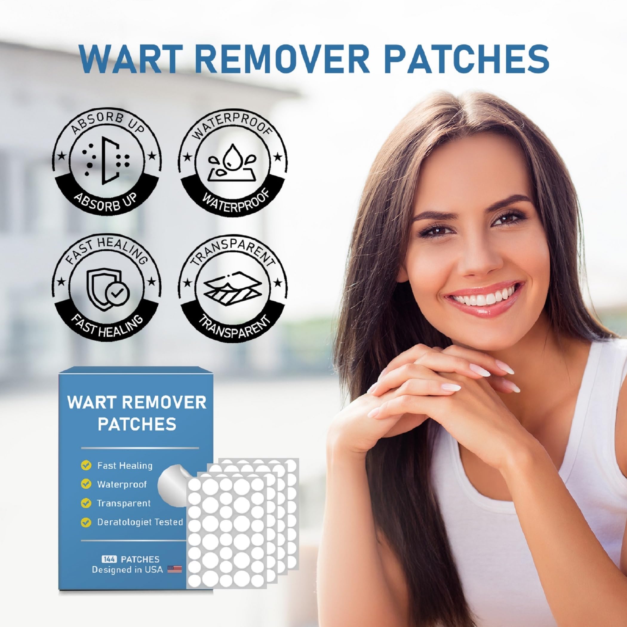 FEDOLOY Wart Remover Patches closeup highlights ultra-thin design for discreet wear.