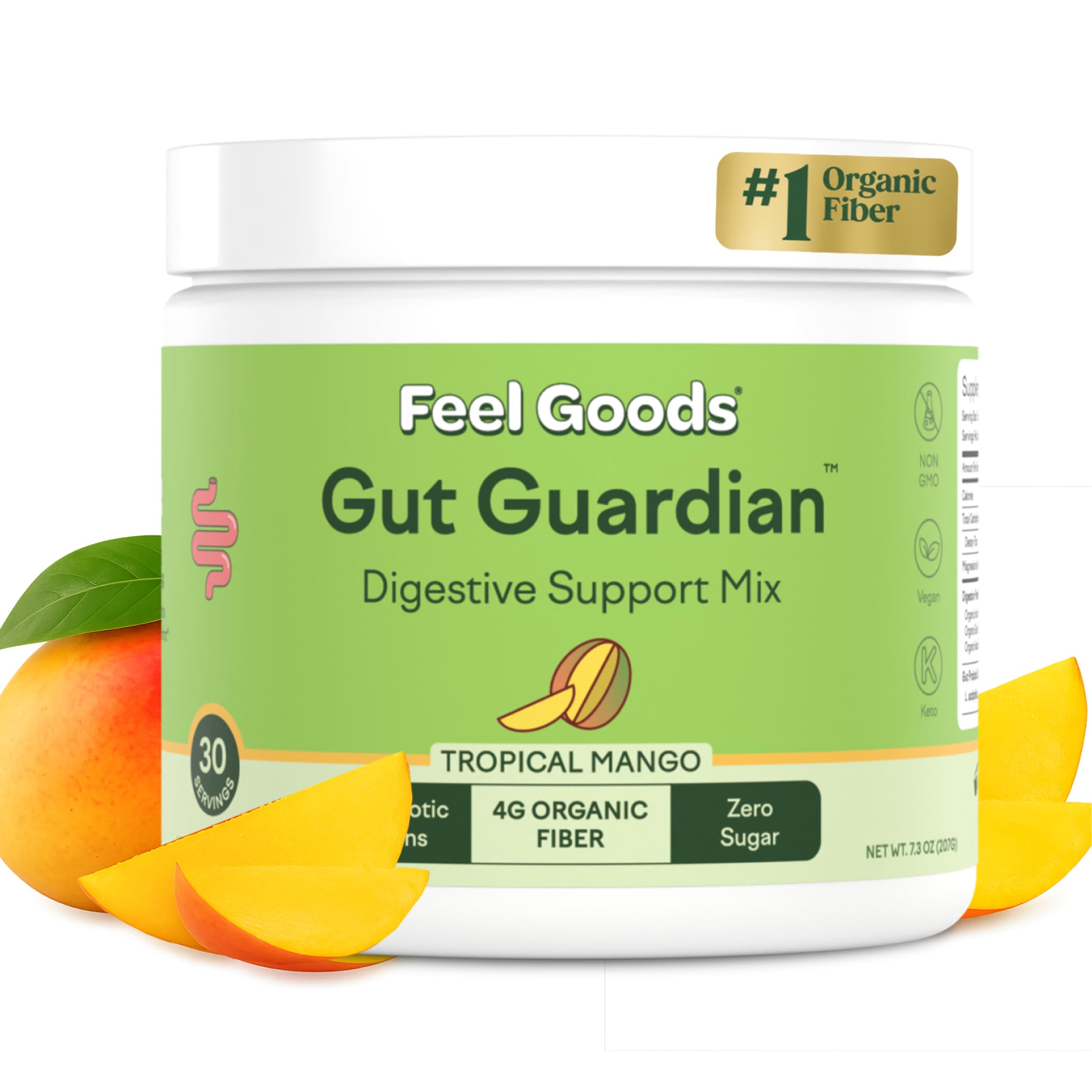 Feel Goods Gut Guardian tropical mango tub for convenient daily digestive support.
