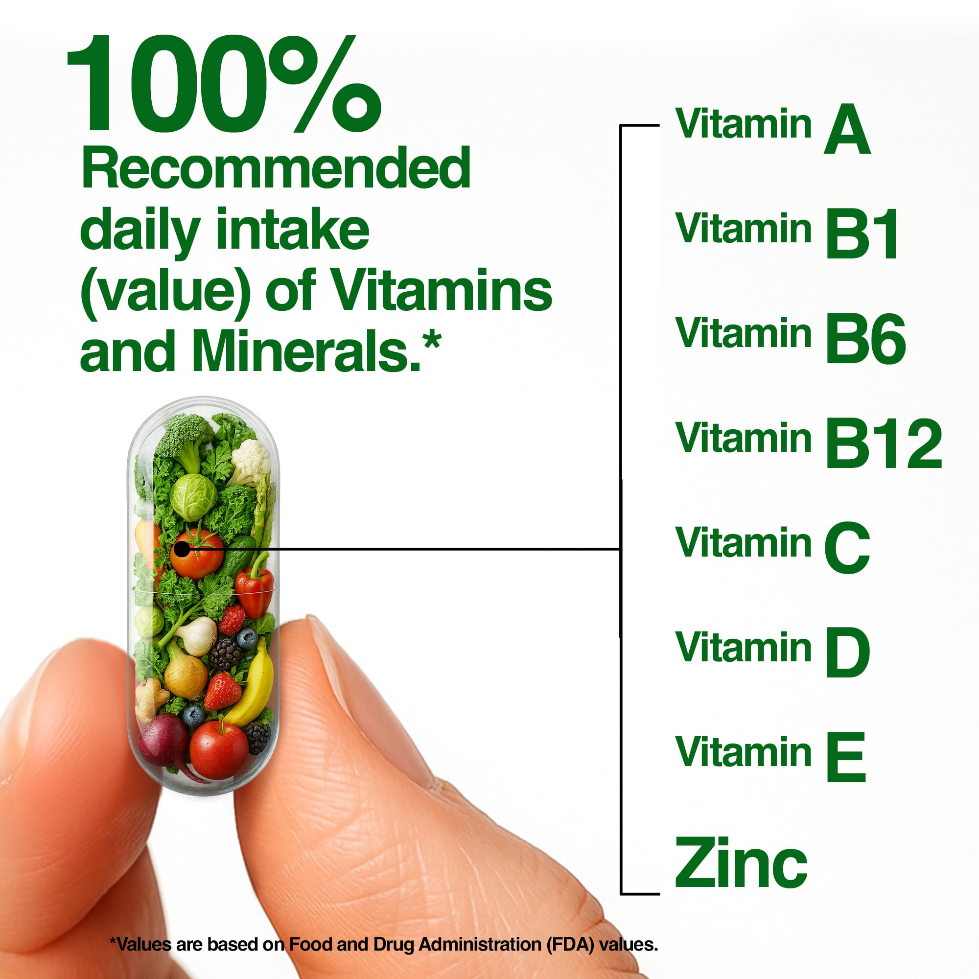 60 count bottle of Vita Fruits and Veggies Capsules on white background
