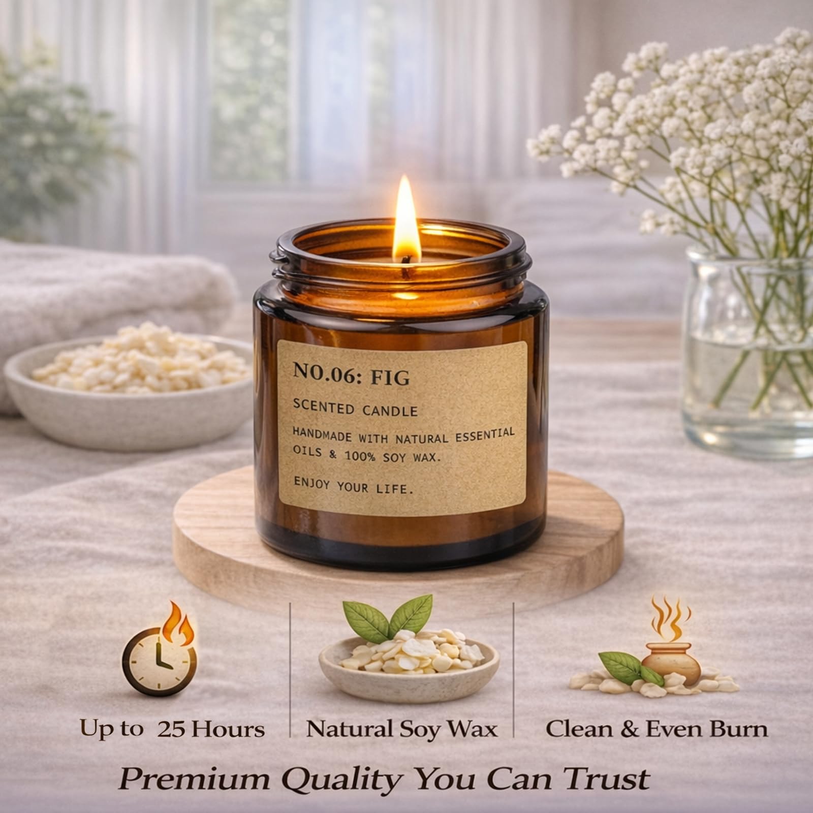 Feibao Cinnamon Apple candle burning to create warm cozy fragrance