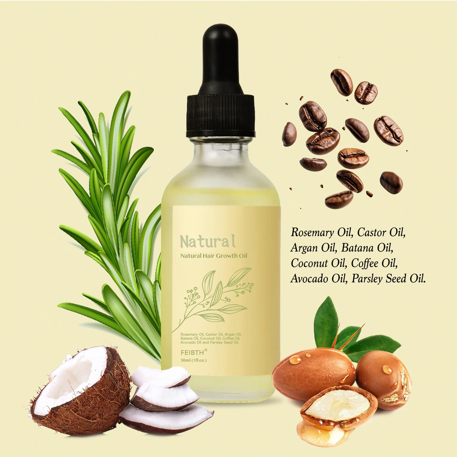 FEIBTH bottle label close-up highlights ingredients and premium scalp care.
